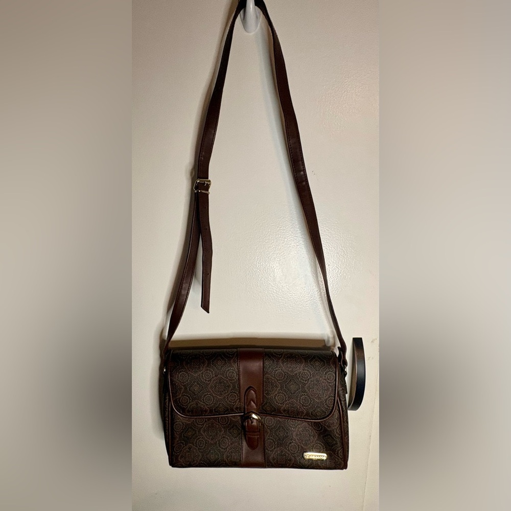 VTG Liz Claiborne Crossbody Brown Paisley Leather Purse Bag - Picture 3 of 16